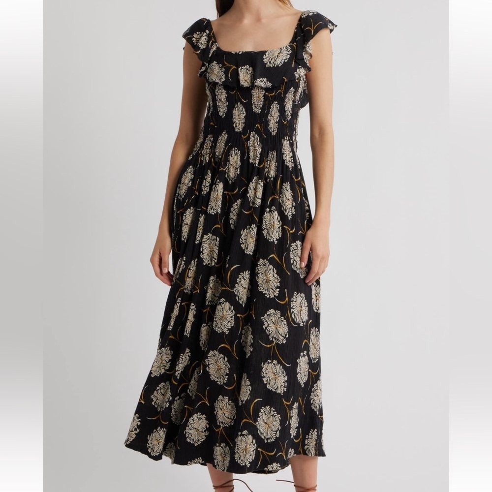 New The Great. The Havana Floral Print Black Maxi Dress Size 2 - Picture 3 of 8